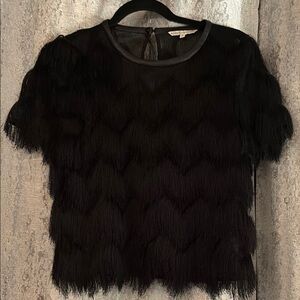 Rebecca Minkoff Elegant Black Fringe Top